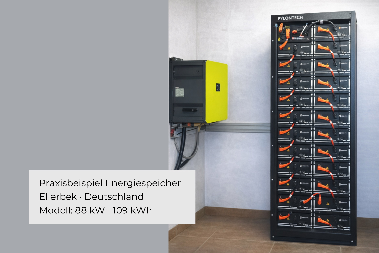 Praxisbeispiel Energiespeicher im Gewerbe mit 88 kW und 109 kWh